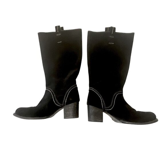 Bed Stu Black Suede Mid Calf Boots, chunky heel, Size 6 - Picture 14 of 16